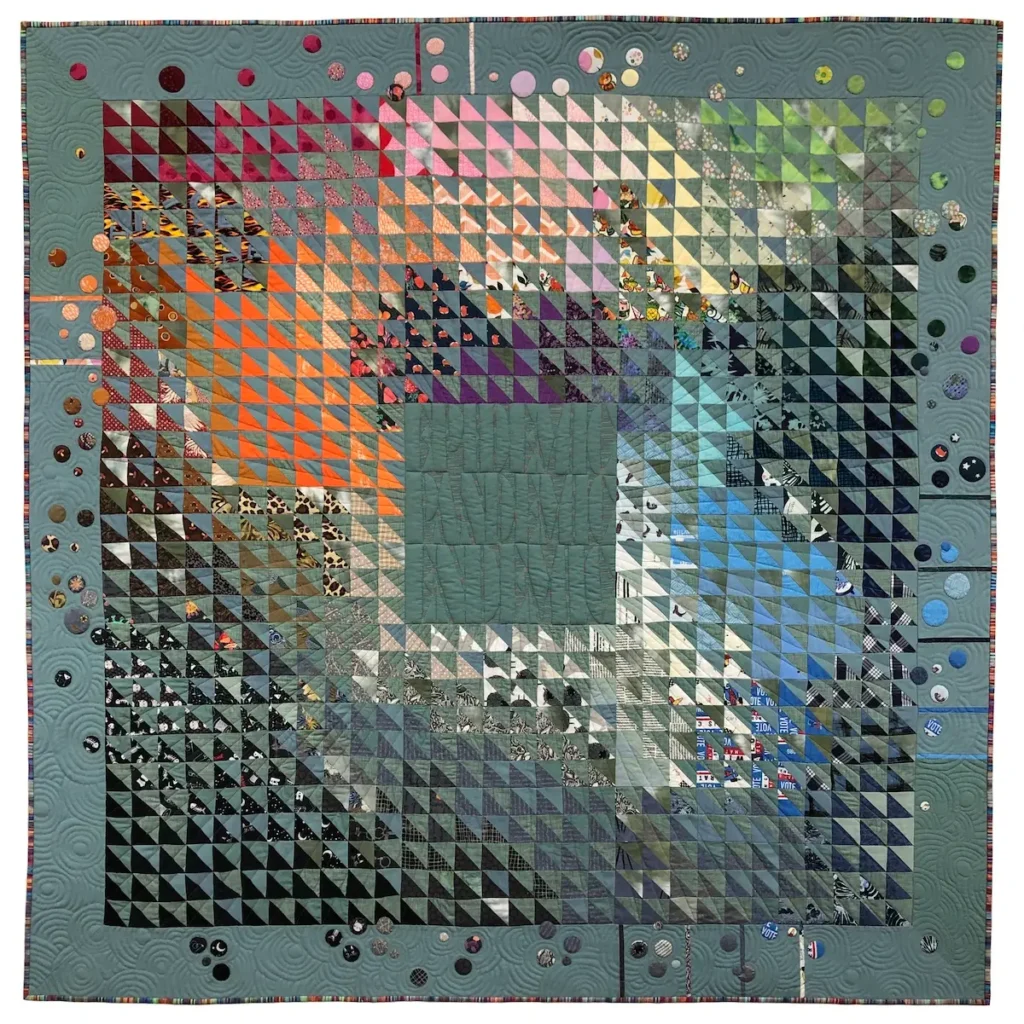 Mask fiber art by Kristin LaFlamme