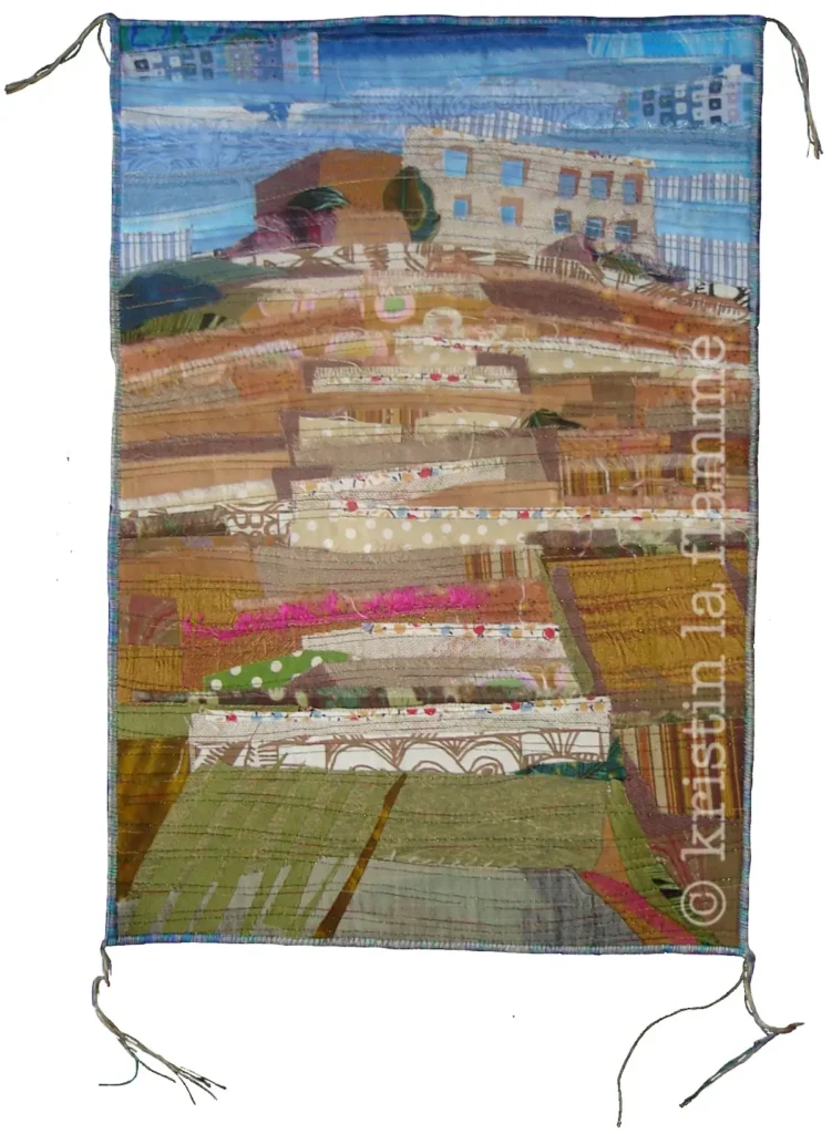 Staufen Vineyard fiber art by Kristin LaFlamme