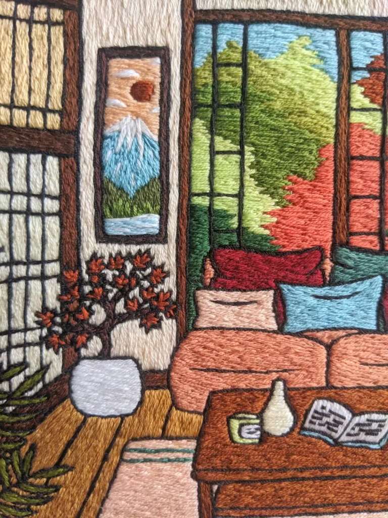 Japanese room embroidery by Penny Dowdell