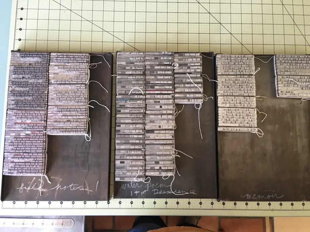 Setting the type for At Low Water book by Rebecca Chamlee