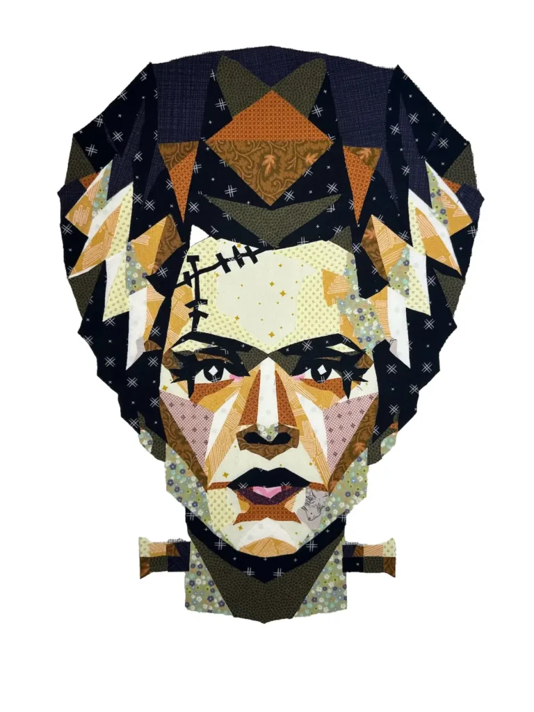 Wifey, Bride of Frankenstein art quilt by Theresa Benson