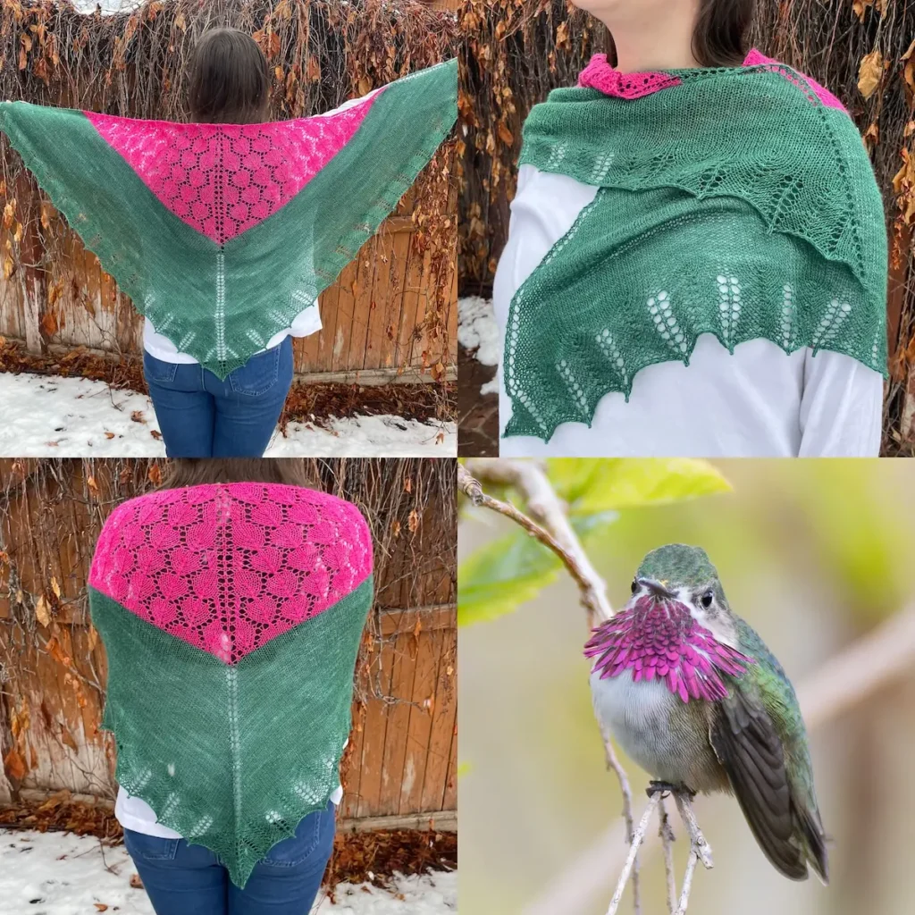 Calliope Hummingbird knitted shawl by Virginia Catherall