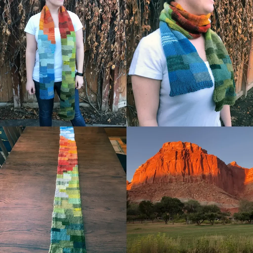 Capitol Reef knitted scarf by Virginia Catherall
