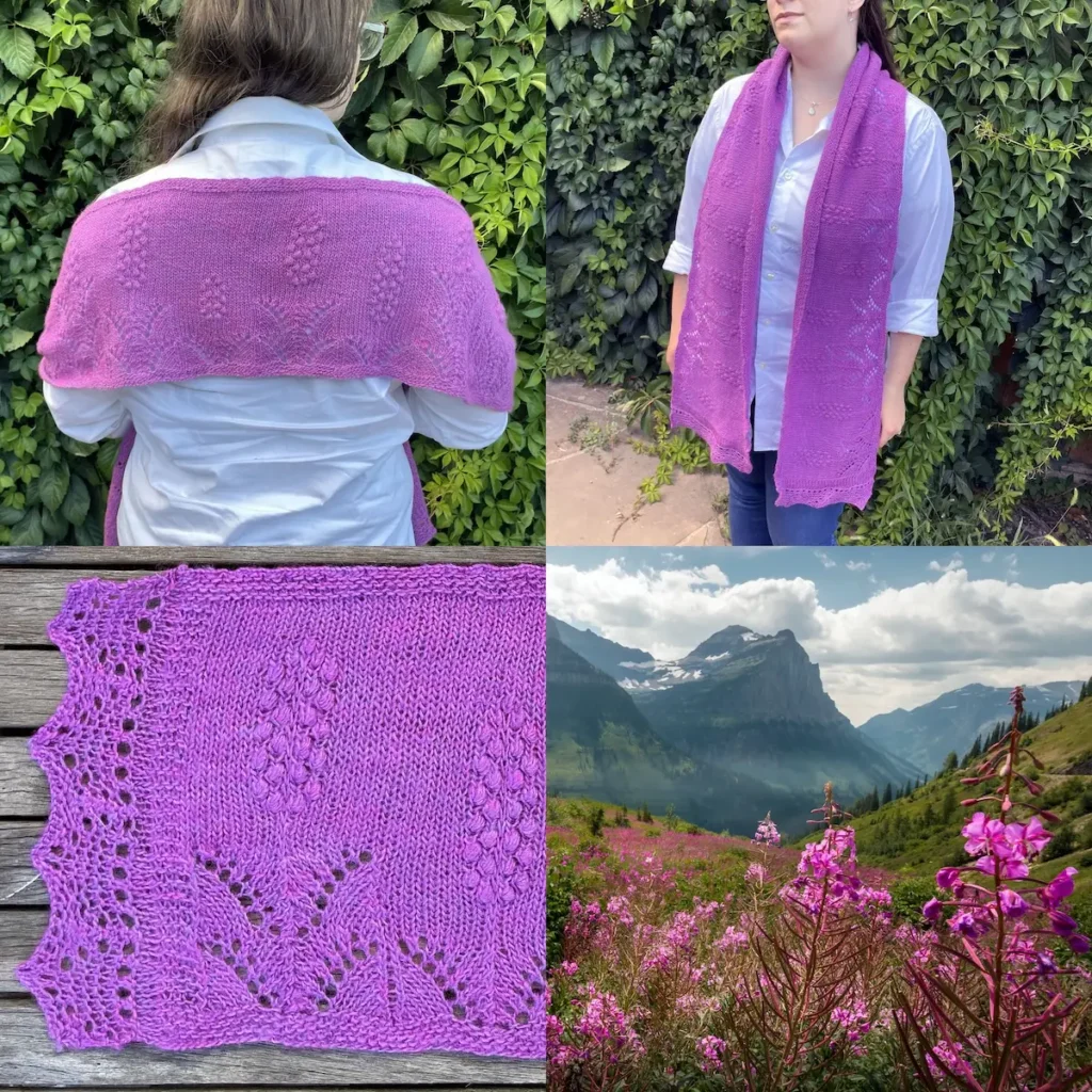 Fireweed knitted scarf by Virginia Catherall