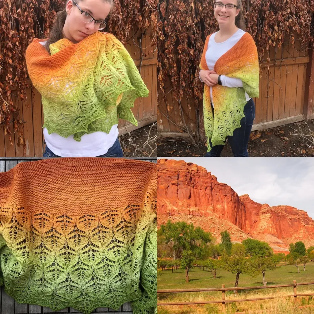 Fruita knitted shawl by Virginia Catherall