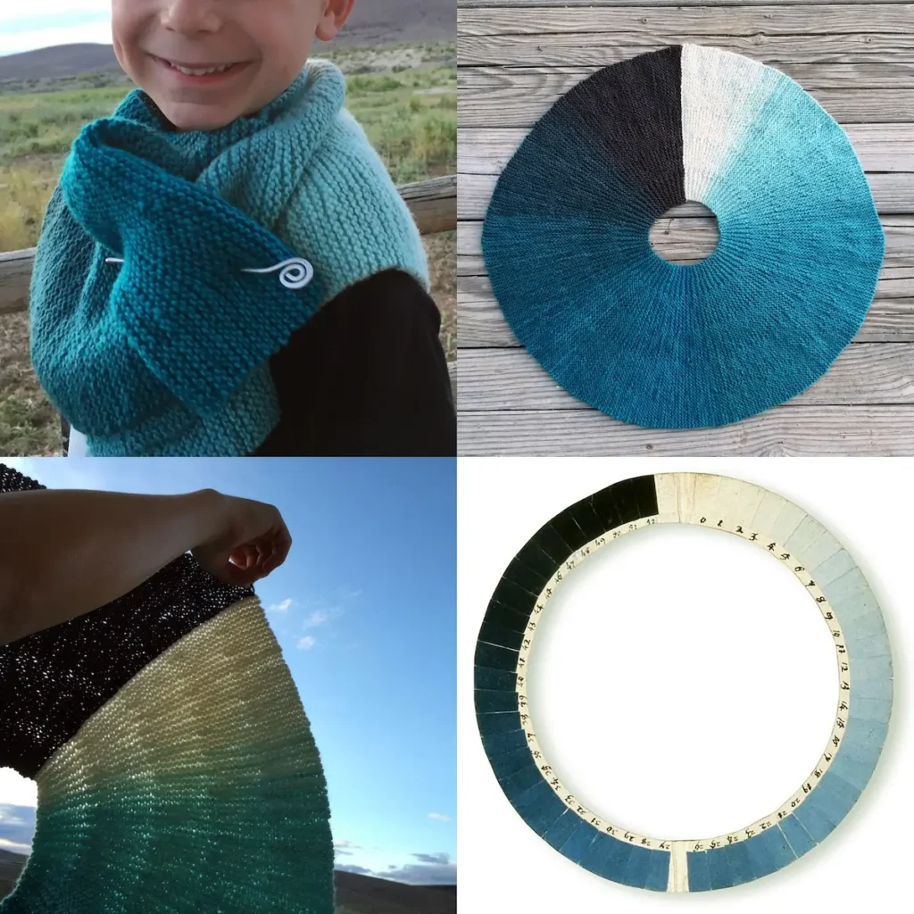 Great Basin Cyanometer knitted scarf by Virginia Catherall