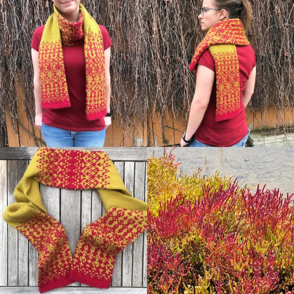 Pickleweed knitted scarf by Virginia Catherall