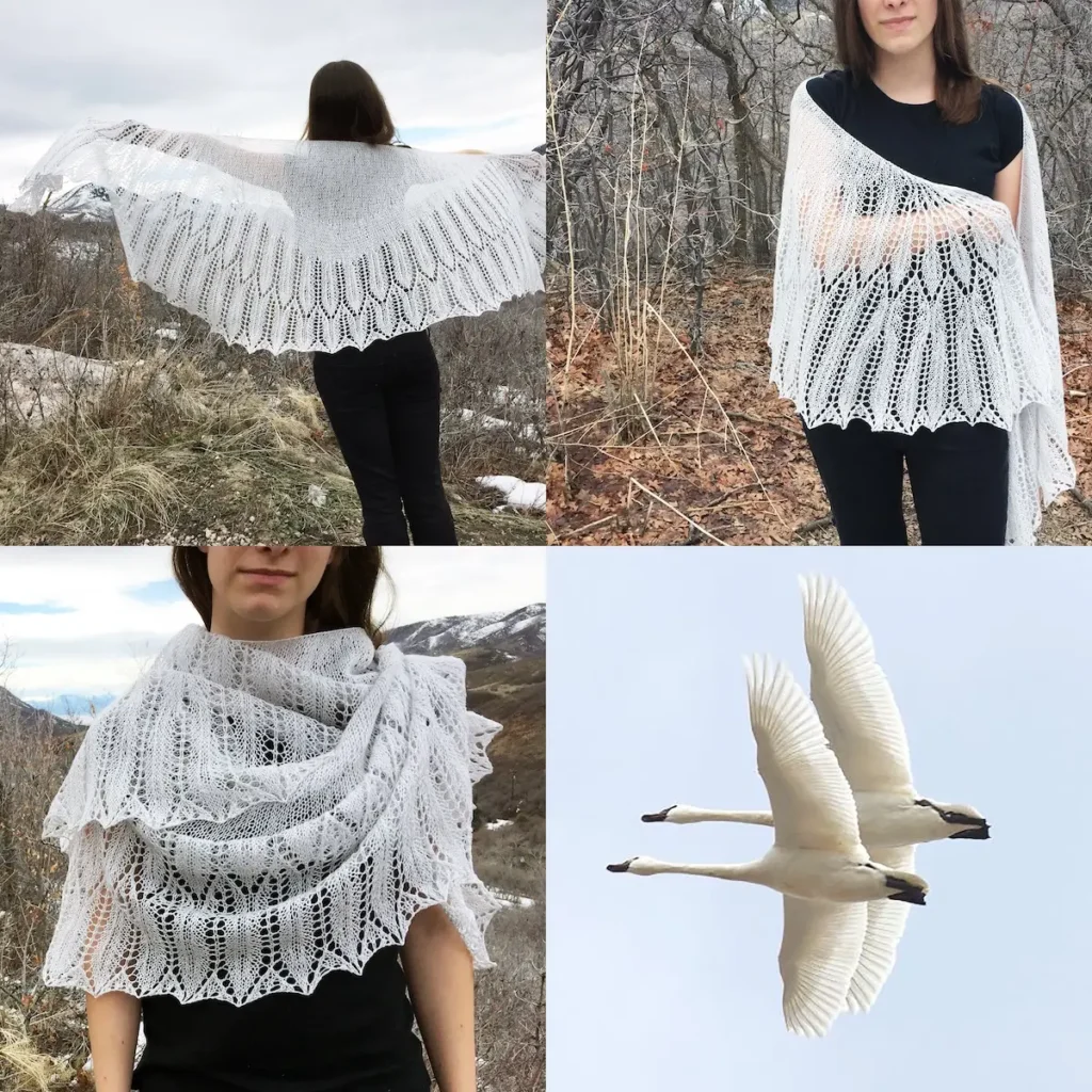 Tundra Swan knitted shawl by Virginia Catherall