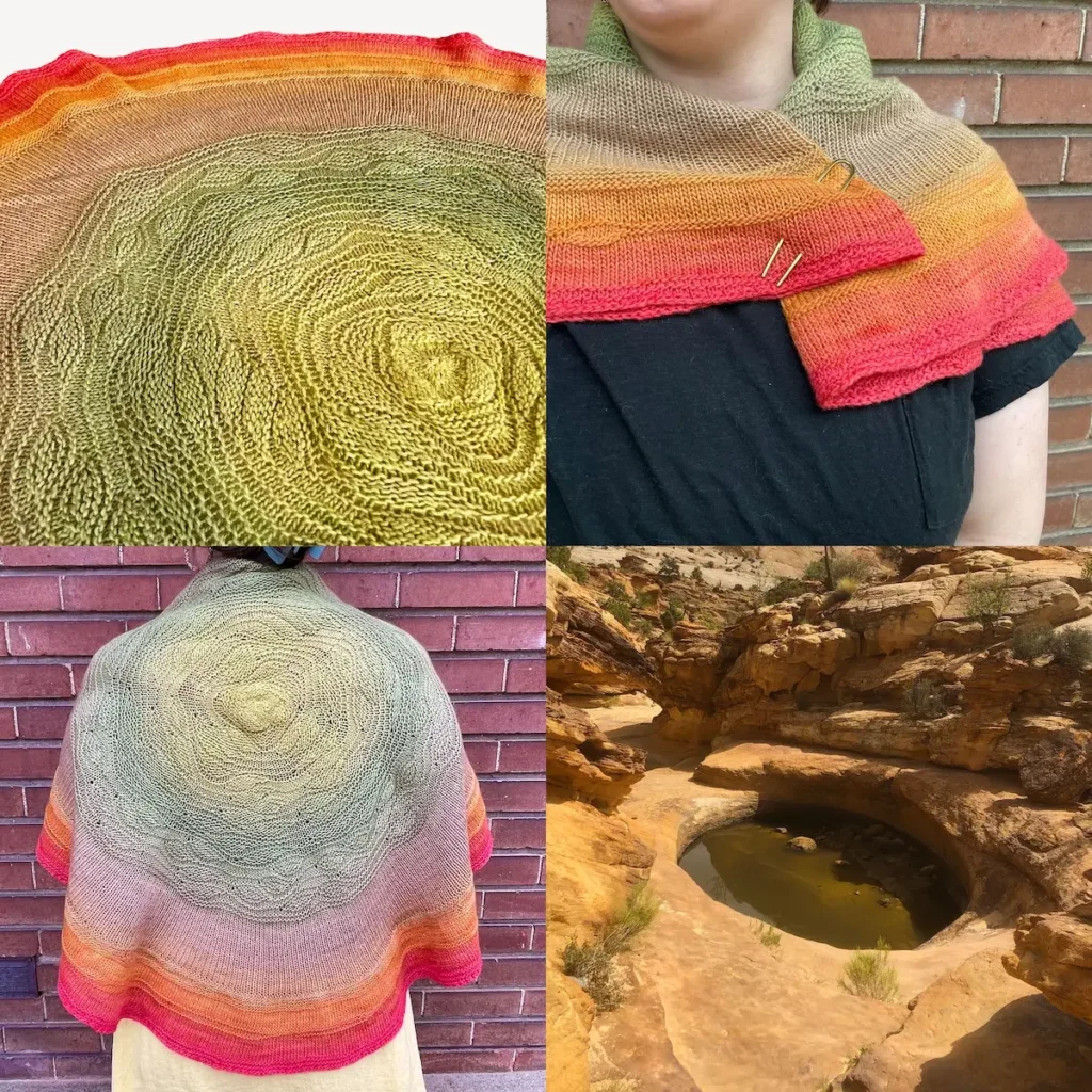 Waterpocket knitted shawl by Virginia Catherall