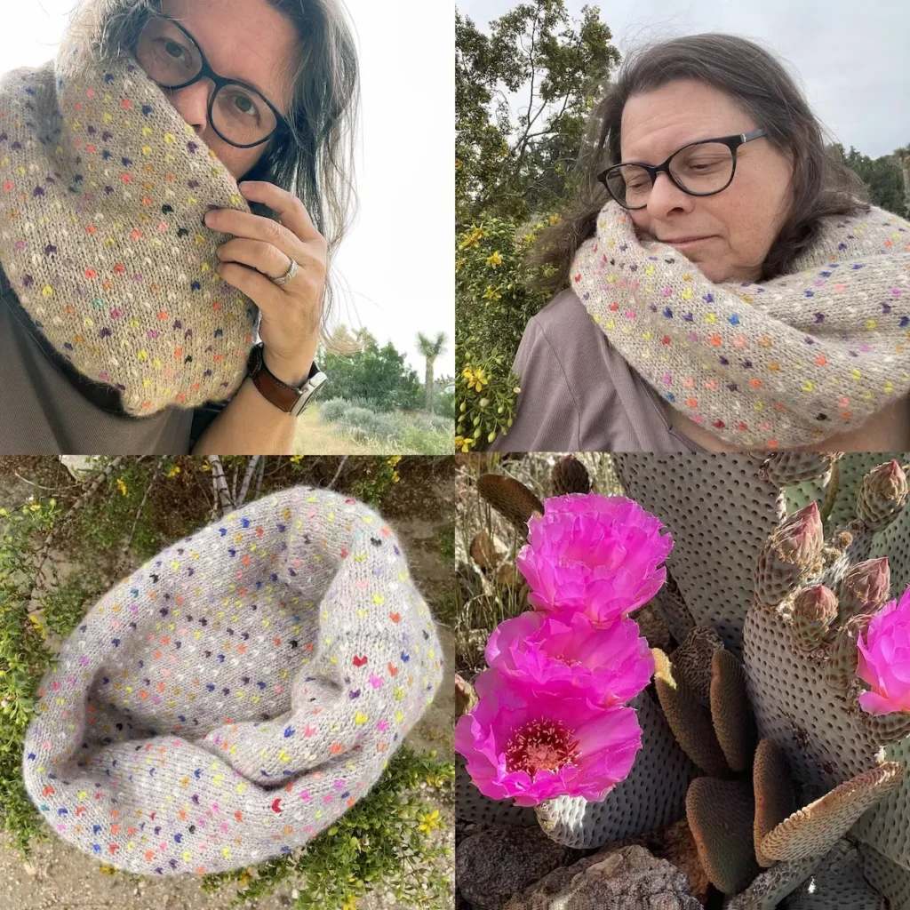 Wildflowers in Joshua Tree knitted cowl by Virginia Catherall