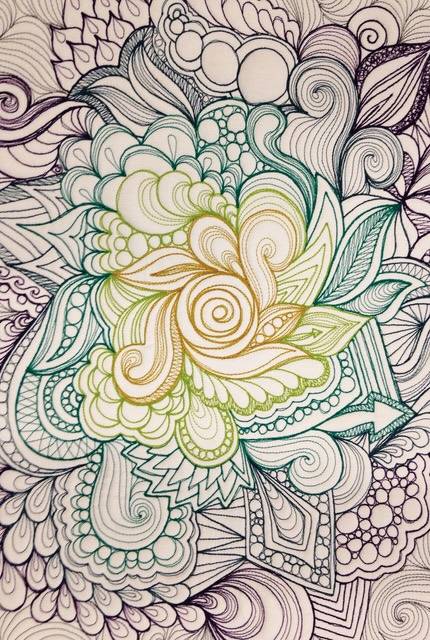 white whole cloth with black, teal, and green stitching by Karlee Porter