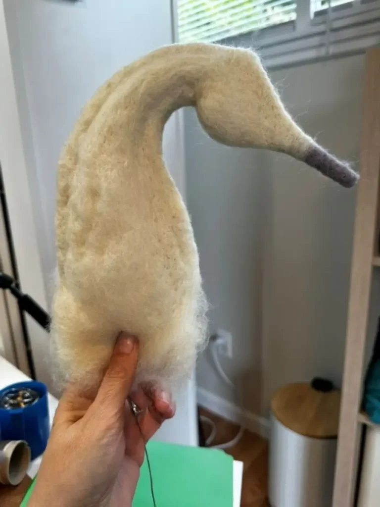 Seahorse fiber art in progress