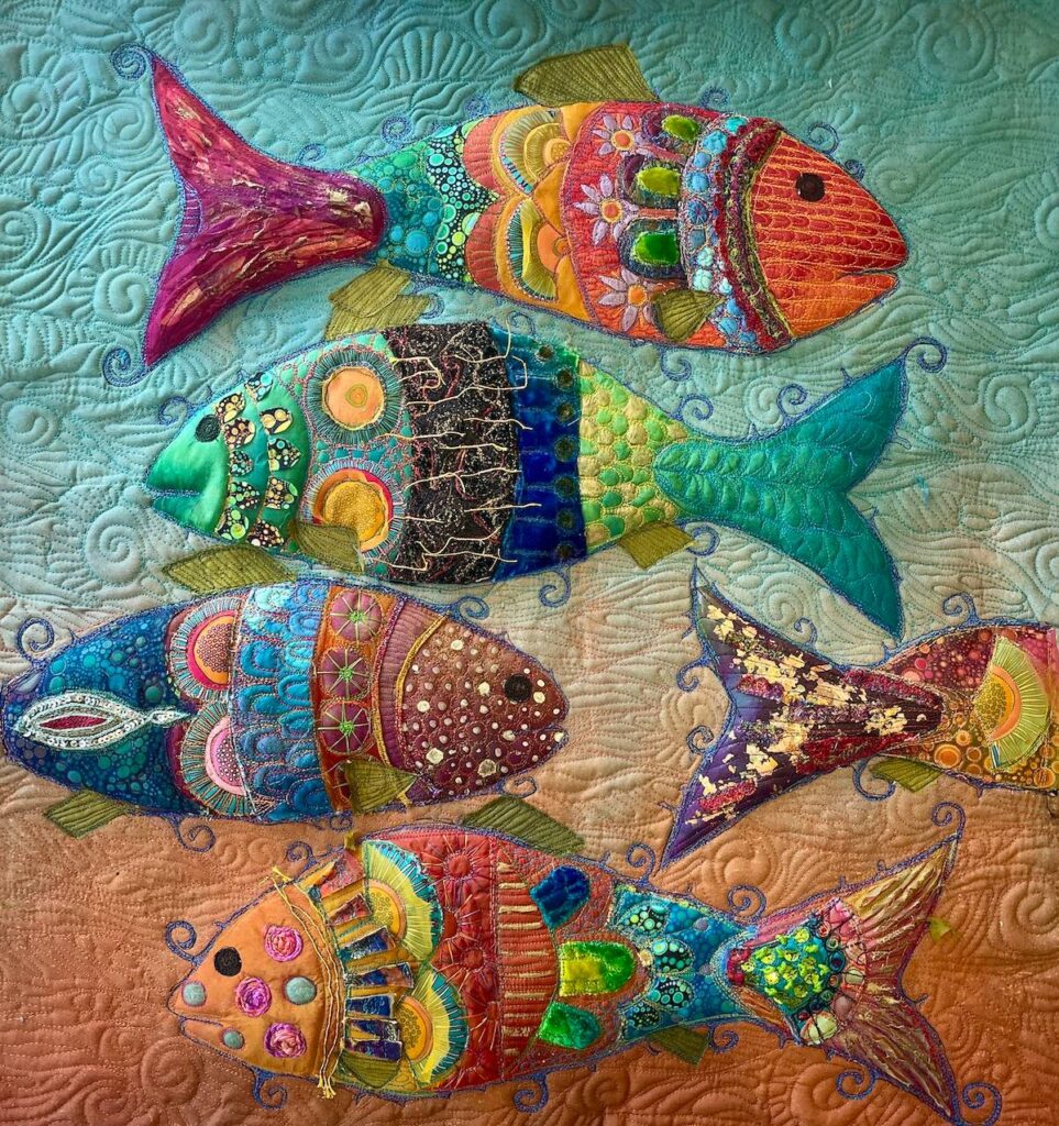 Fish art quilt by Michelle Mischkulnig