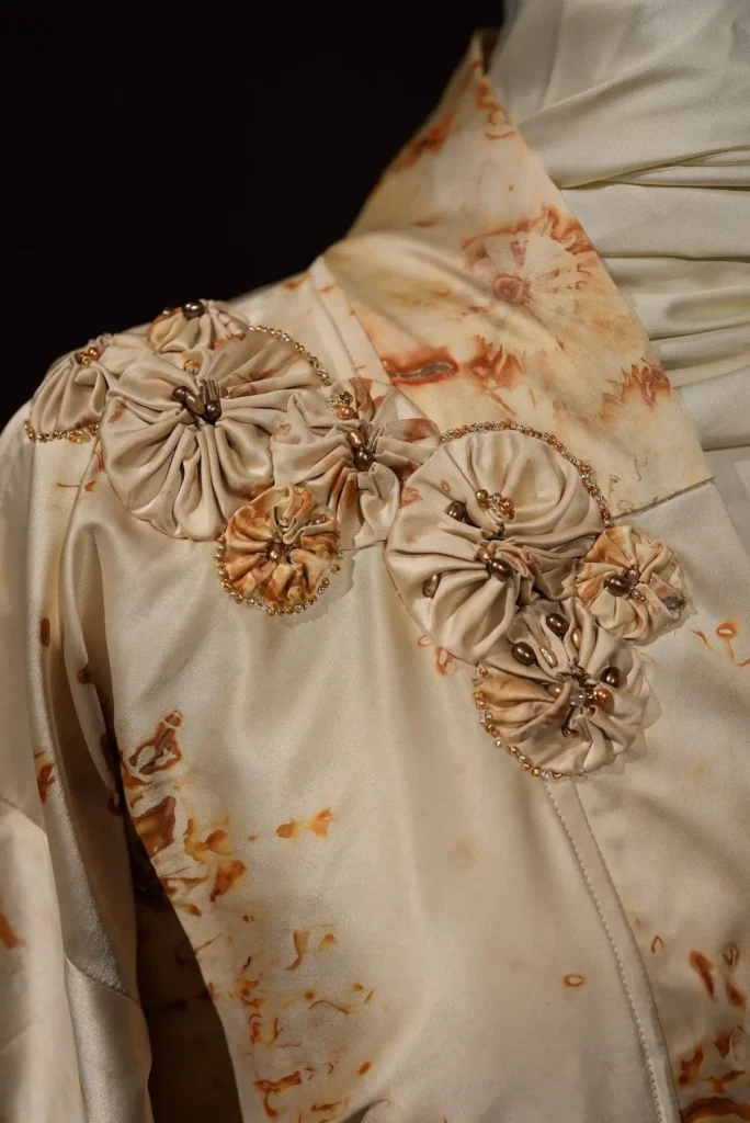 Shibori rust dye kimono by Paige St-Pierre