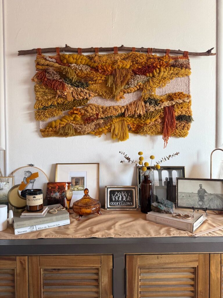 Gold hues weaving by Adriene Busch