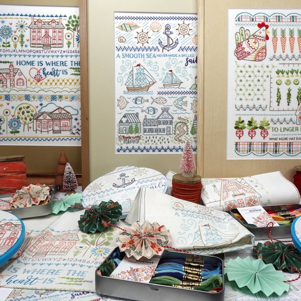 Set of embroidery samplers by Debbie Hodge