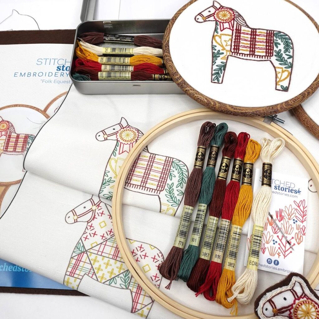 Horse embroidery pattern and floss by