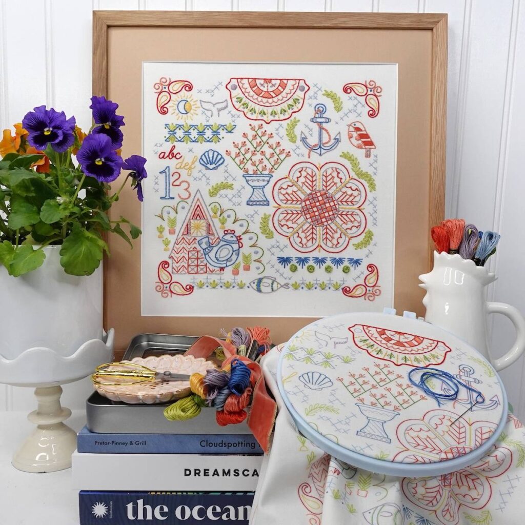 Cross stitch samplers and work in progress by Debbie Hodge