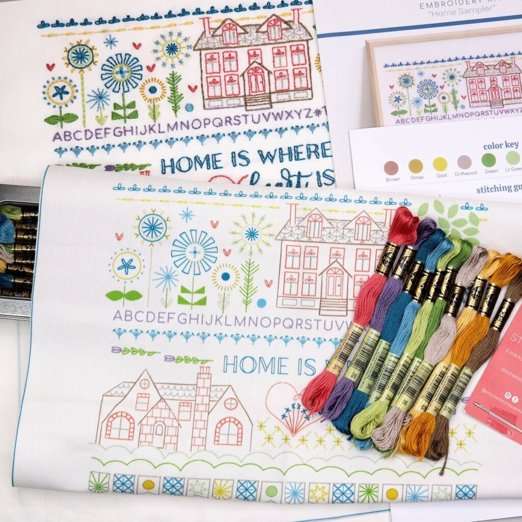 Showing a printed embroidery pattern by Debbie Hodge