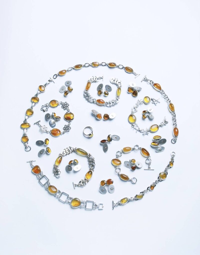 Silver, gold and amber commission jewelry by Emma Jane Champley