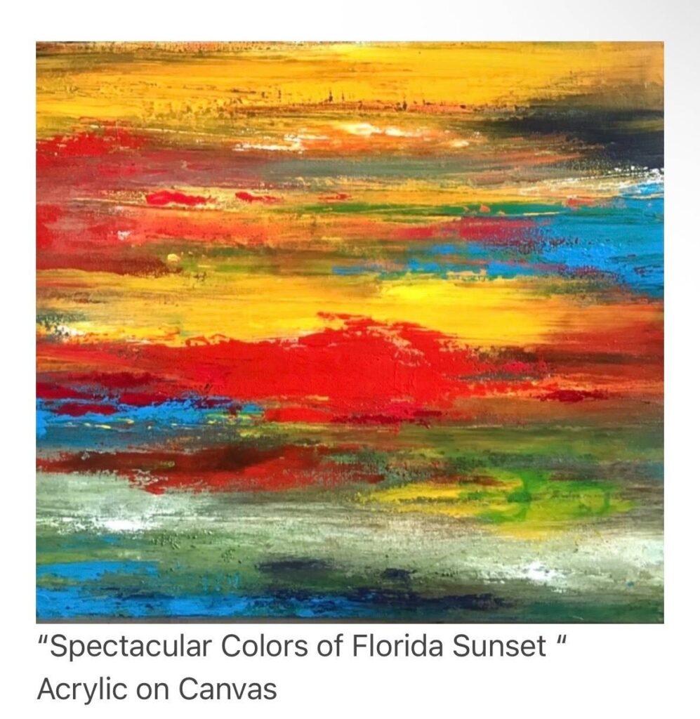 Spectacular Colors of Florida Sunset acrylic painting by Grace Cormier