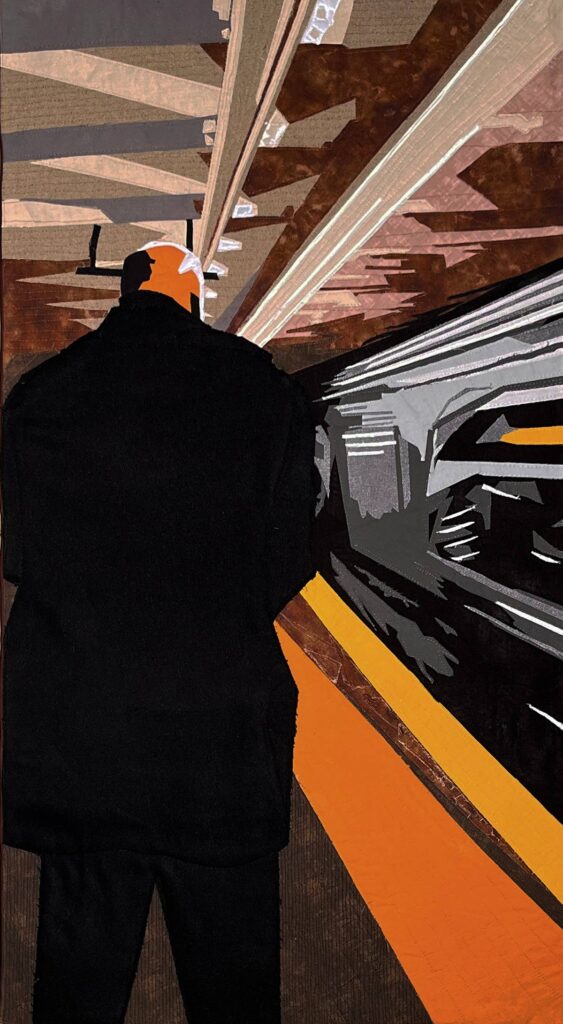 The Commuter fiber art by Jayne Bentley Gaskins