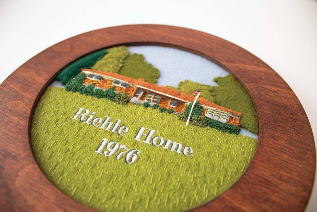 House portrait in felt and embroidery by Jenny Bolhofner