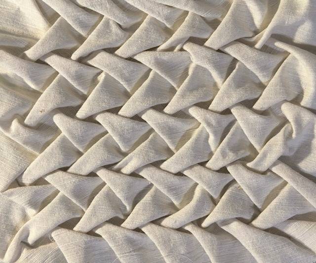 Off white V smocking sample by Kristine Berg