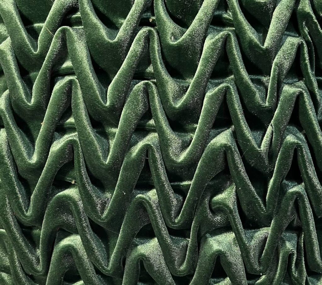 Green smocking sample by Kristine Berg