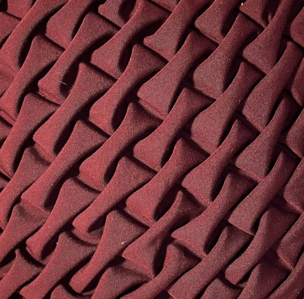 Burgandy smocking sample by Kristine Berg