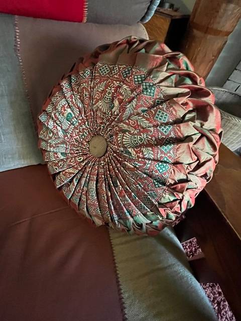 Paisley smocked pillow made by Kristine Berg