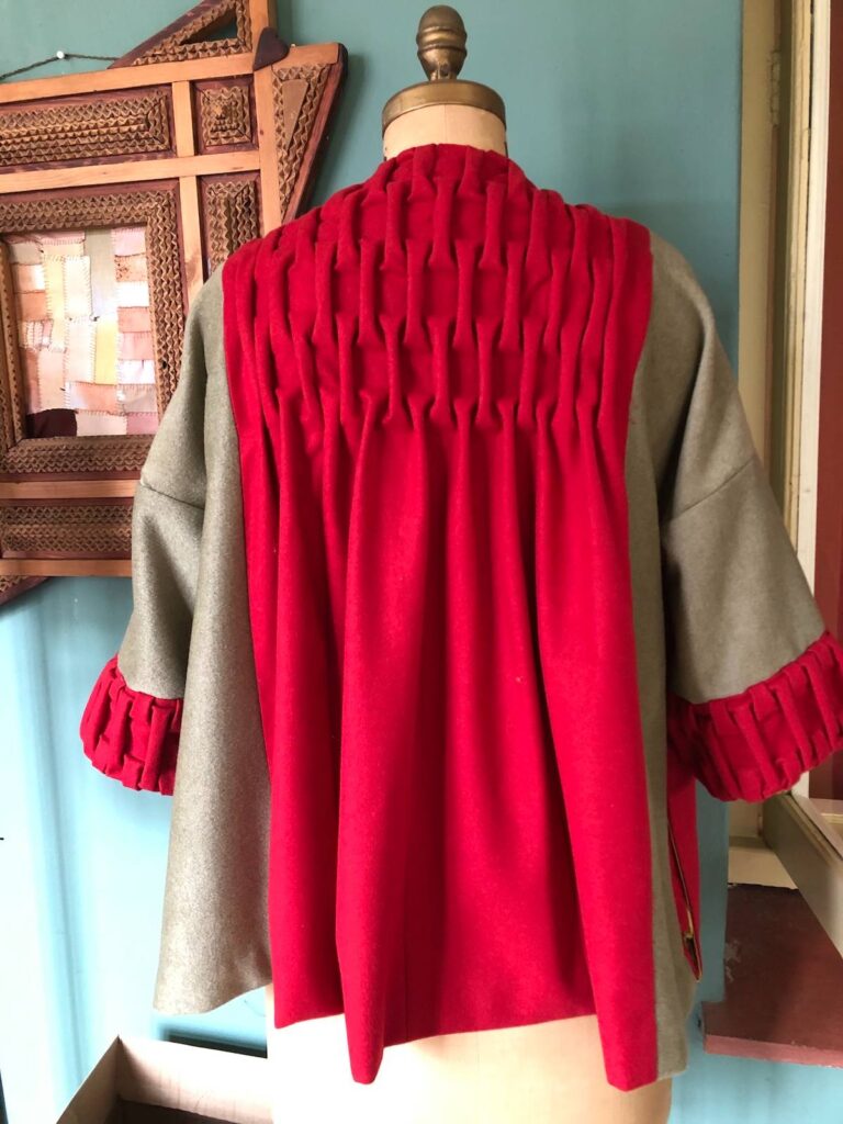 Back of smocked jacket by Kristine Berg