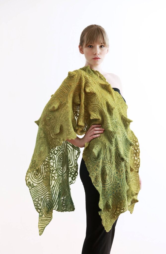 Chartruese cape felted by v