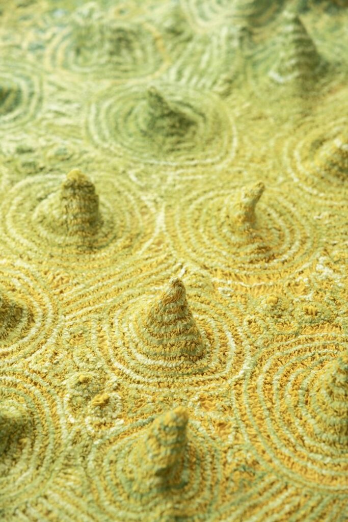 Detail of chartreuse felting by Leiko Uchiyama