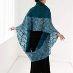 Teal infinity scarf felted by Leiko Uchiyama