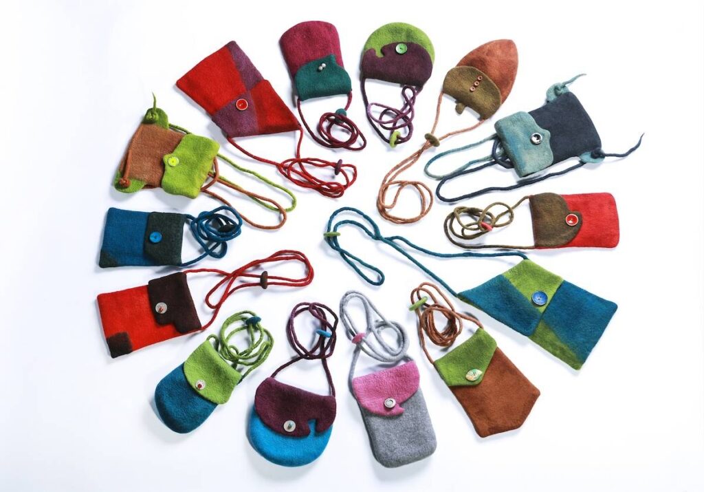 Small felted bags by Leiko Uchiyama