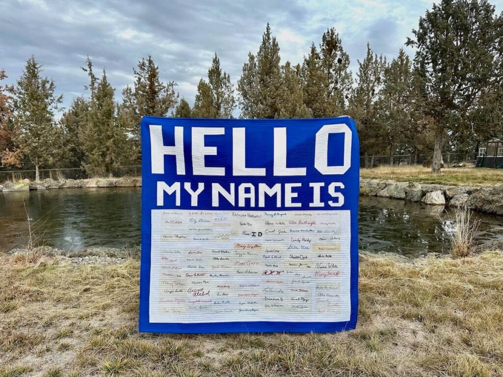 Hello My Name Is signature quilt by Tina Davis