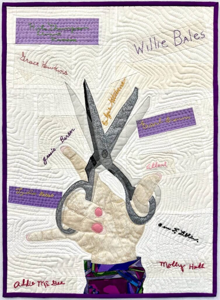 Scissors quilt with signatures by Tina Davis