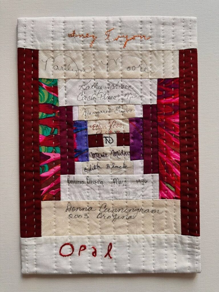 Salvaged Signature Sampler: quilt with signatures by Tina Davis