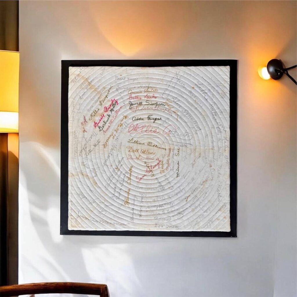 Whole cloth signature quilt by Tina Davis