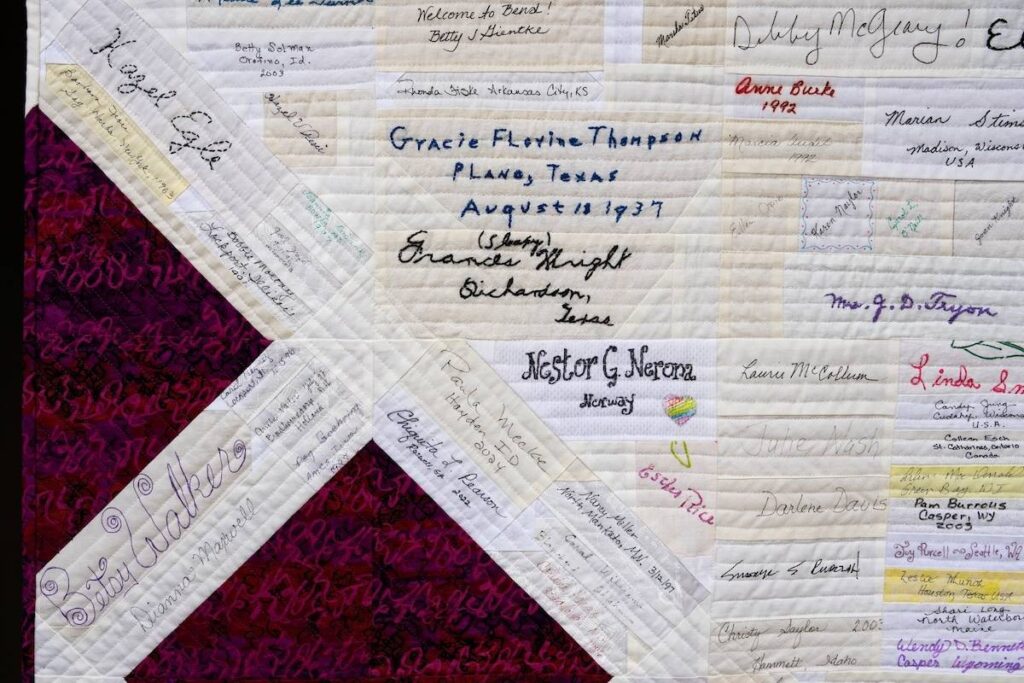 Salvaged Signatures II quilt by Tina Davis