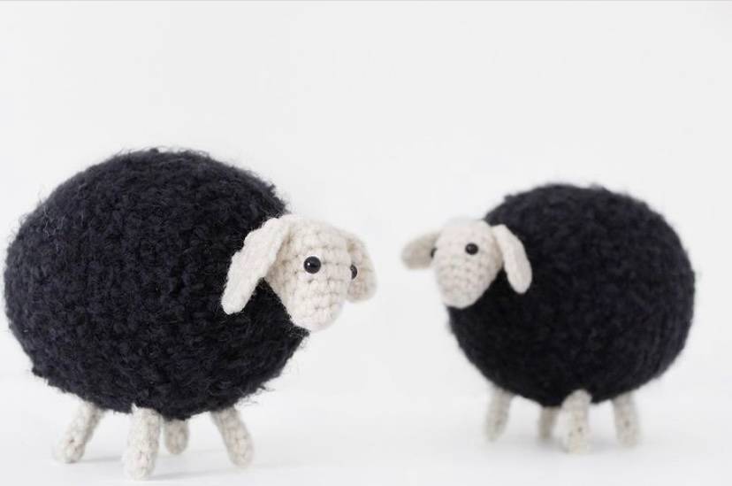 Two crocheted sheep by Will Chatlosh