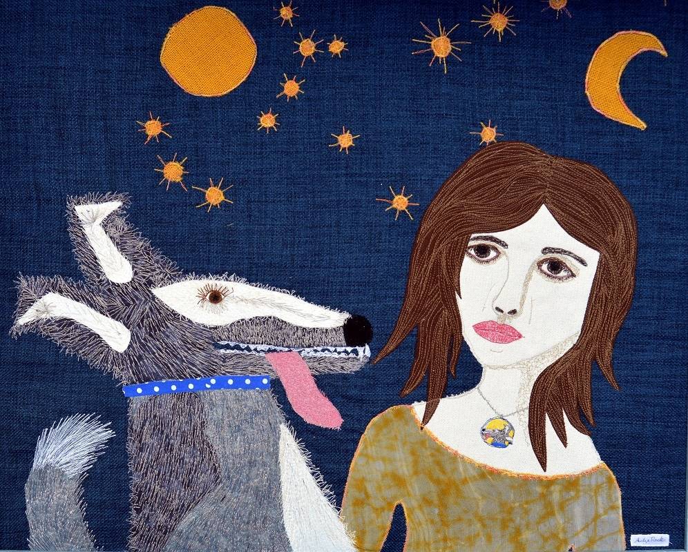 I Love You More than the Sun, the Moon and the Stars fiber art by Antje Rook