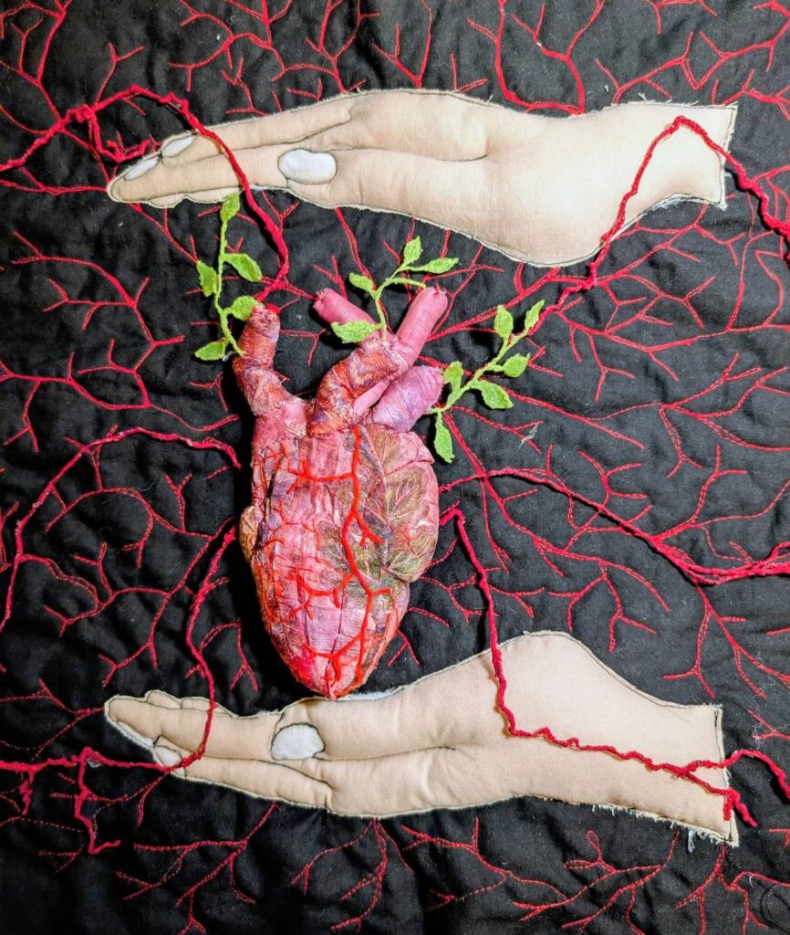Love fiber art by Antje Rook