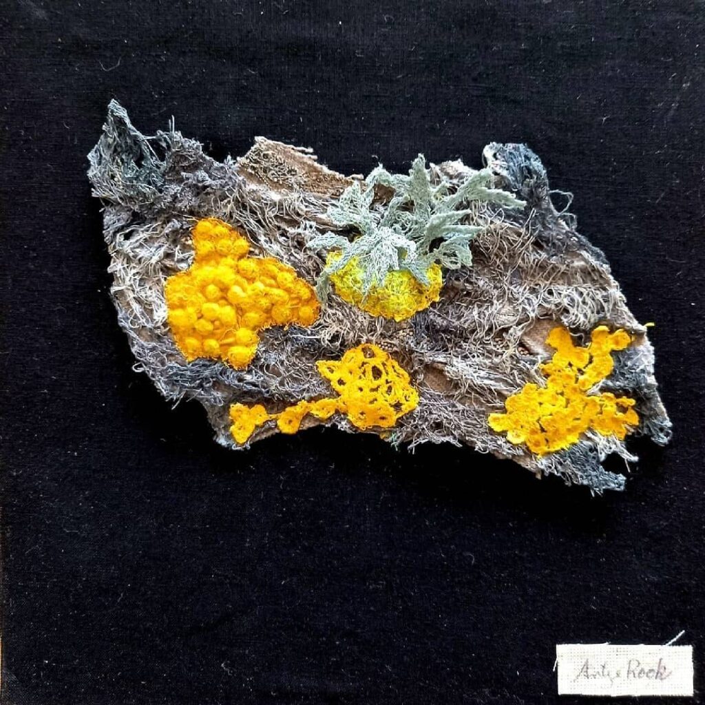Moss on Wood fiber art by Antje Rook