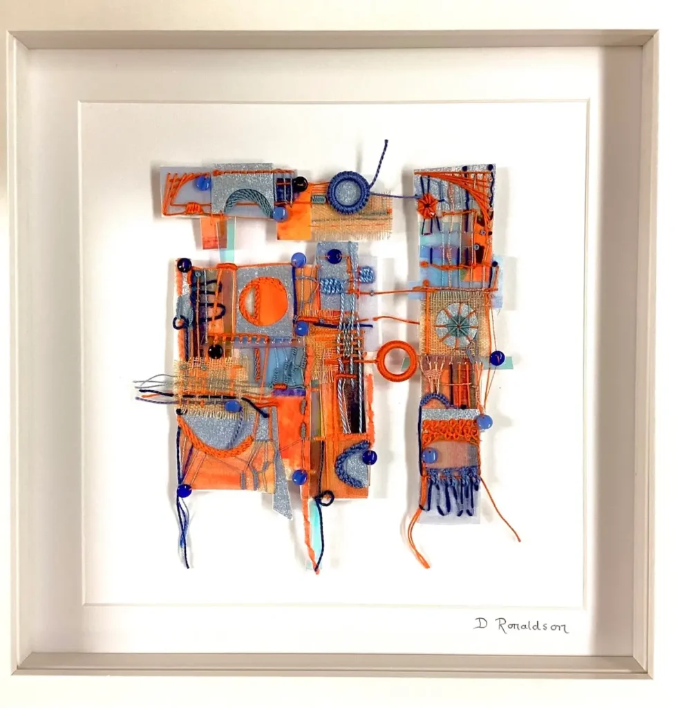 Dot Ronaldson abstract art in orange and blue