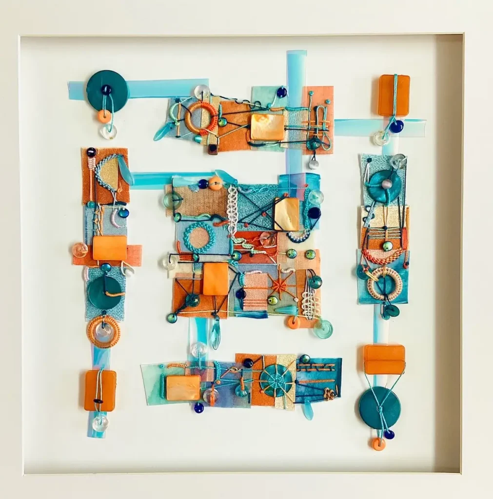 Dot Ronaldson abstract in turquoise and orange
