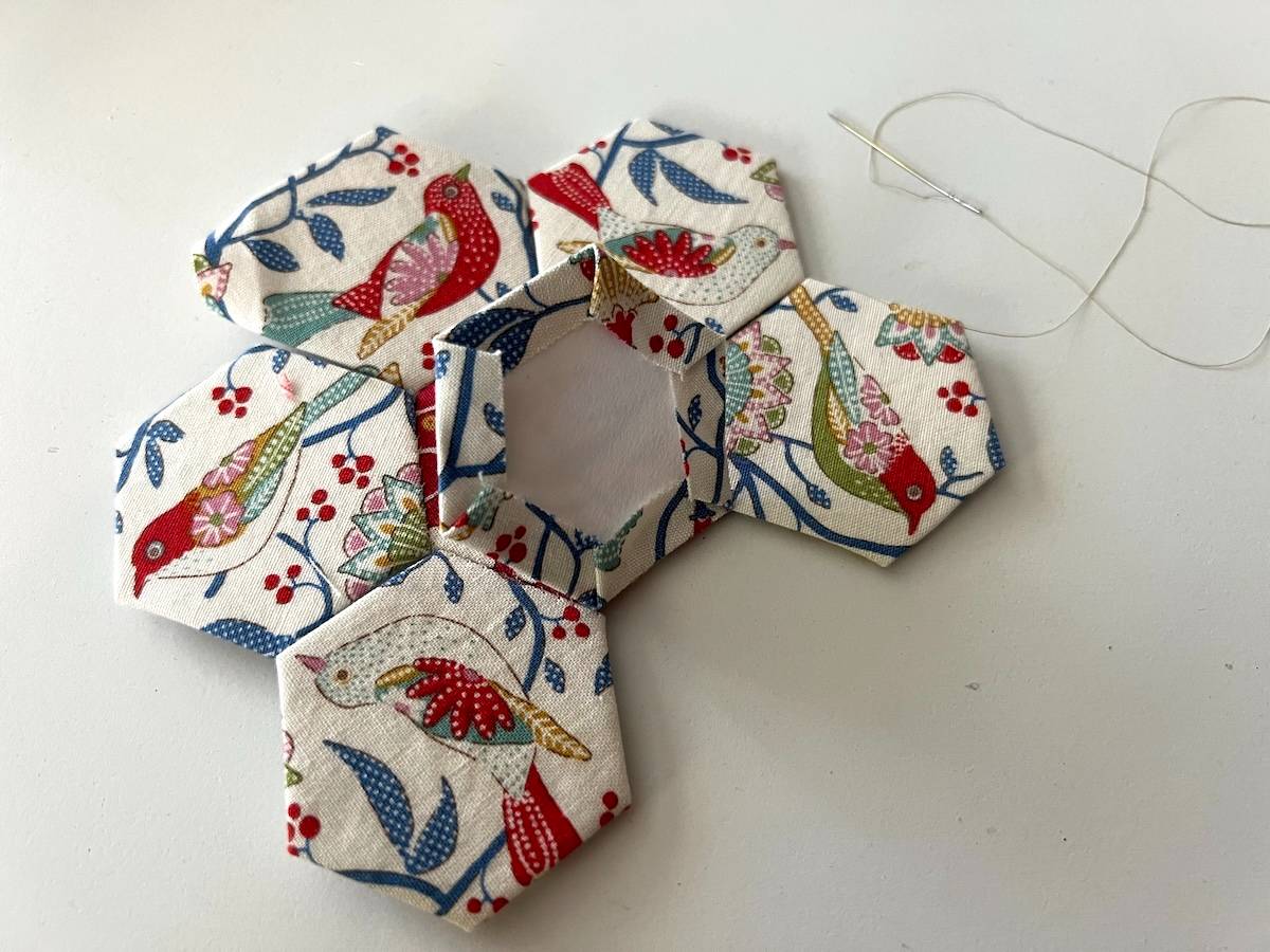 EPP hexies all sewn to the center