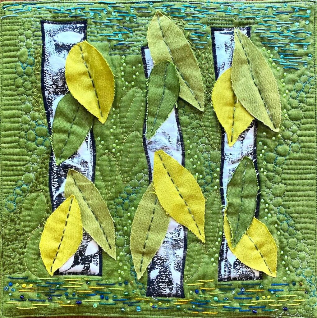 When The Leaves Unfurl fiber art by Heidi Zielinski