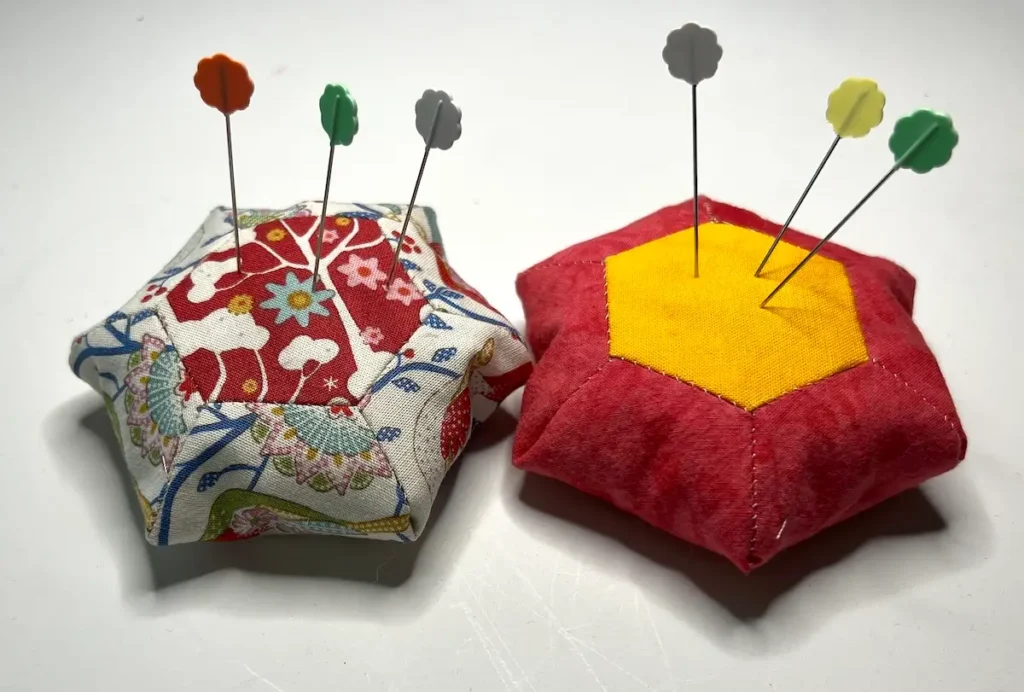 Hexie flower pincushion finished 2